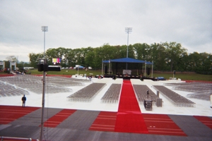 portable flooring over synthetic turf